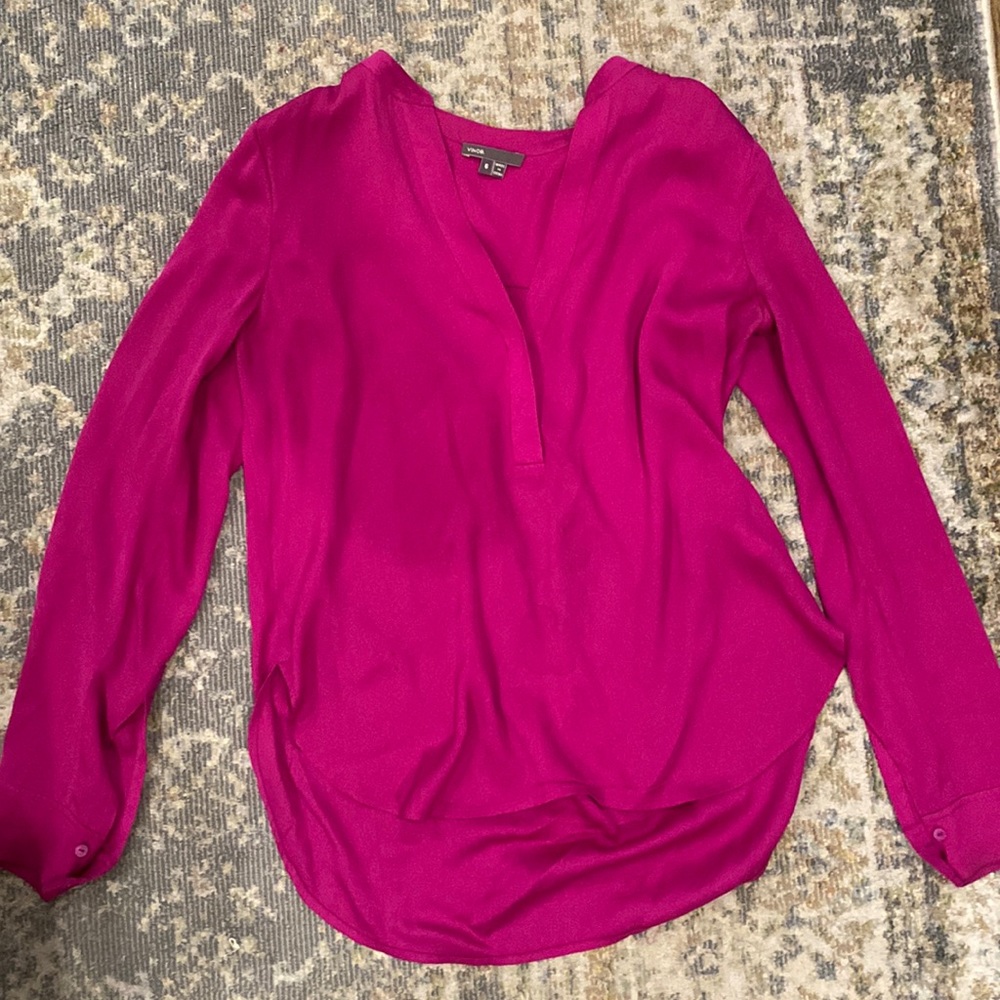 Pink silk vince blouse